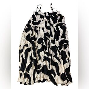 Abel the Label Abstract Print Tiered Maxi Dress Black White M Anthropologie